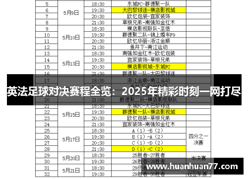 英法足球对决赛程全览:2025年精彩时刻一网打尽 英法足球对决赛程全览:2025年精彩时刻一网打尽